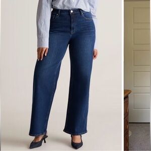 Quince Dark Blue Flare & Wide Leg Jeans